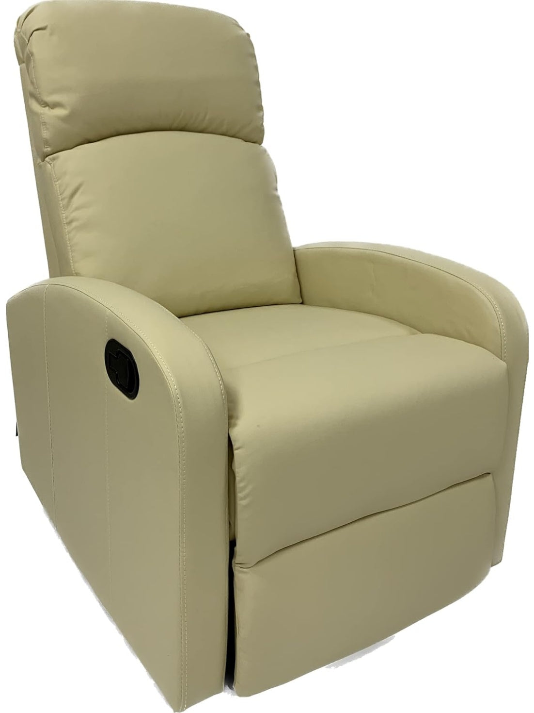 Sillon Reclinable de PU Antidesgaste, Asiento Acolchado para Sala de Estar, Oficina o Dormitorio, Color Crema