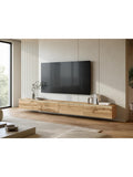 Mueble TV con 4 Puertas y Luces LED, Centro de Entretenimiento Moderno de 300 cm para Salon