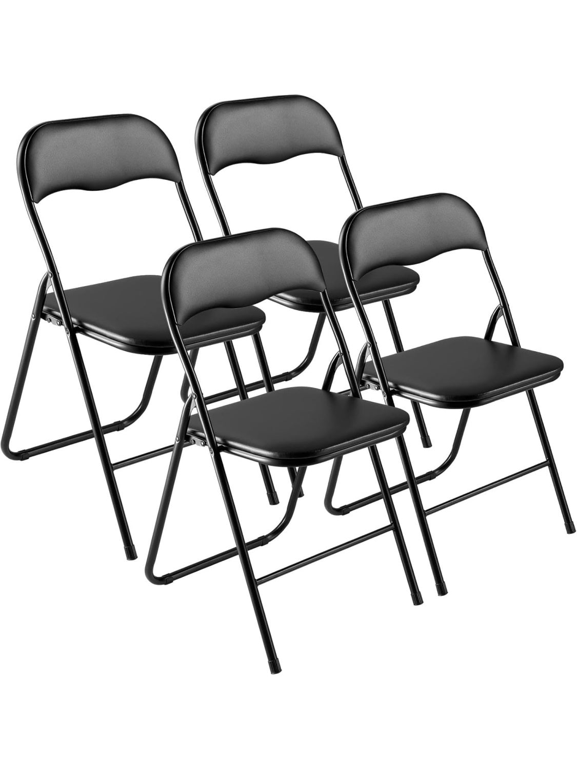 Juego de 4 Sillas Plegables con Estructura Metalica y Asiento Acolchado, Capacidad 158 kg, Negro
