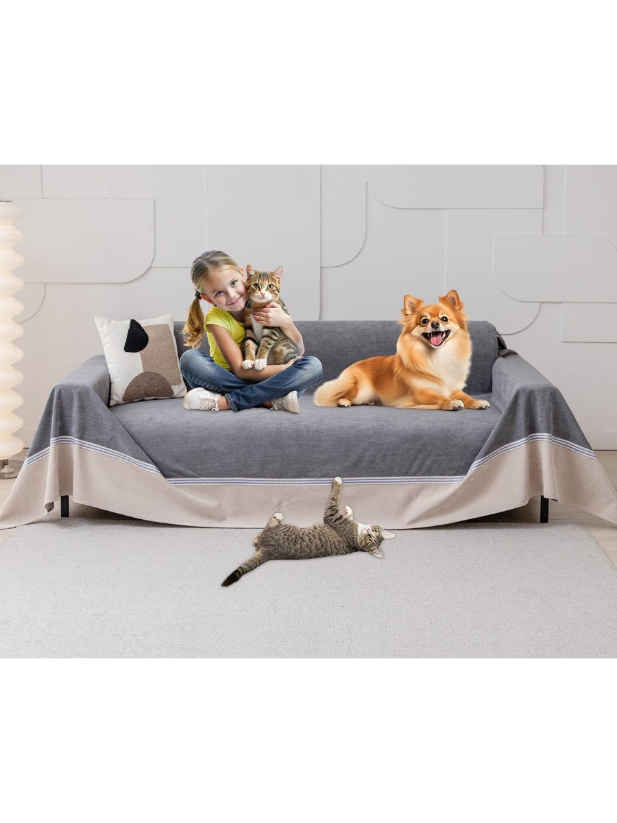 Cubresofa antideslizante para mascotas con proteccion contra manchas y aranazos, color gris