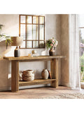 Mesa Consola de 140 cm con 2 Estantes, Diseno Contemporaneo para Entrada, Pasillo o Detras del Sofa, Marron