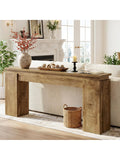 Mesa Consola de 160 cm con Estante Inferior, Diseno Campestre en Roble Natural para Salon o Entrada