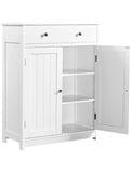 Armario Auxiliar de Bano de Tres Niveles en Madera Lacada Blanca, 60 x 30 x 80 cm