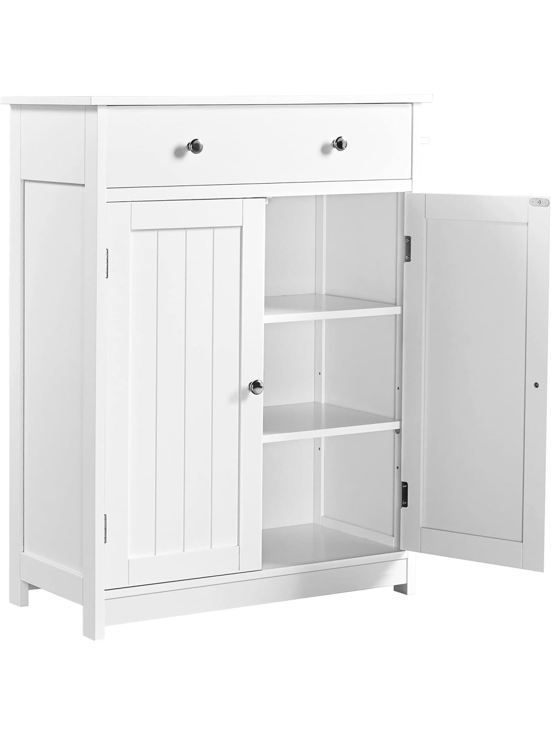 Armario Auxiliar de Bano de Tres Niveles en Madera Lacada Blanca, 60 x 30 x 80 cm