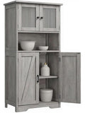 Alacena de cocina con puertas de cristal y estantes regulables en acabado gris