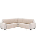 Cubresofa acolchado para sofa rinconero pequeno, acabado beige y diseno protector